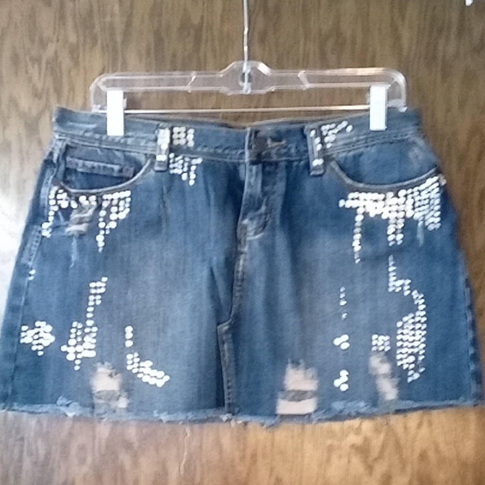 Denim Studded Mini Skirt